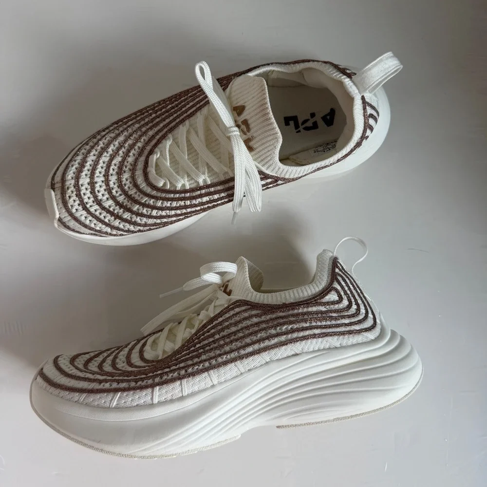APL Womens Cream and Brown Sneakers